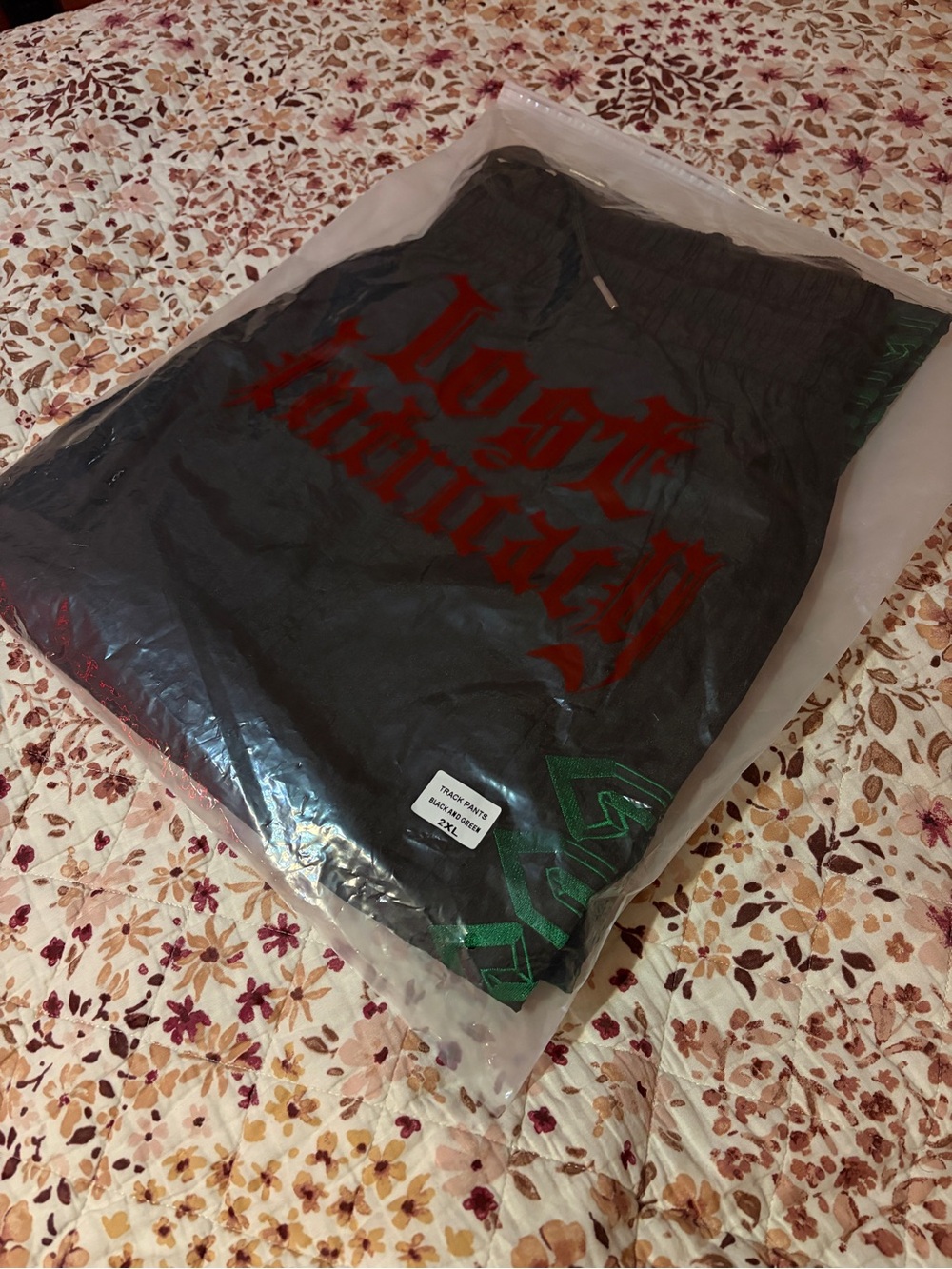 LOST Intricacy Nylon Track Pants With Angle Zip - Black/Green - XXL (Brand New)